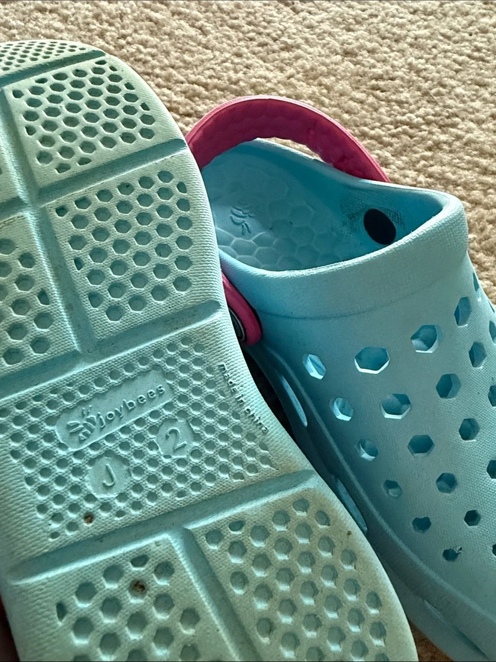 Kids Light Blue Clog Sandals with Pink Heel Strap